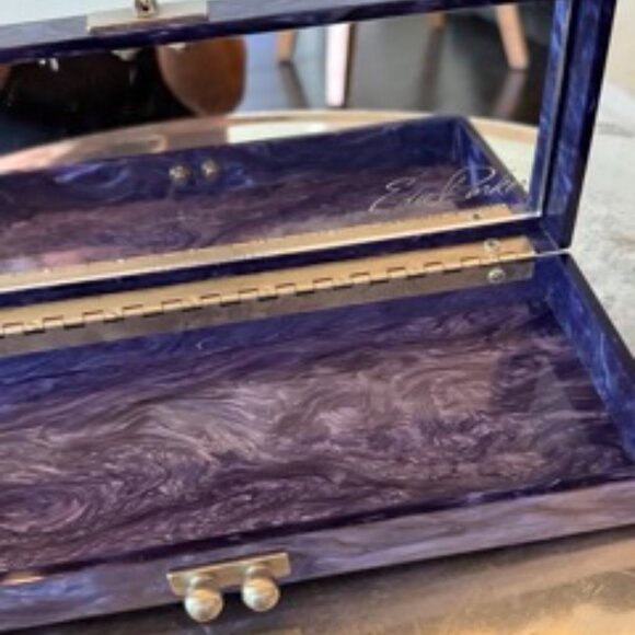 Edie Parker Slim Flavia Box Clutch in Purple Pearlescent Acrylic - Chillax - Picture 7 of 11